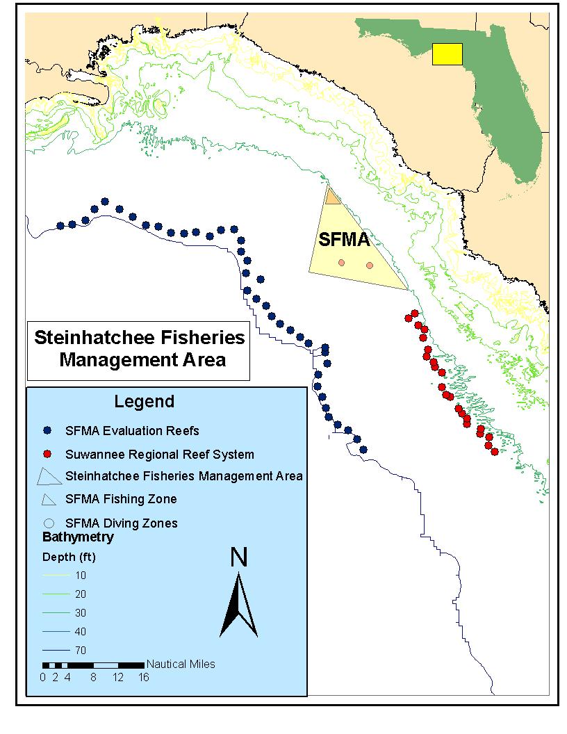 Map of reefs in the Steinhatchee Fisheries Management Area
