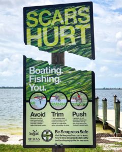 scars hurt be seagrass safe outreach sign near boat ramp